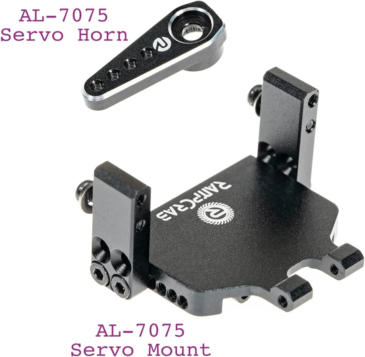 RampCrab RC Steering Servo with Servo Mount Bracket and Servo Horn for AX24 SCX24, RC Car Model Parts, Upgrade Parts for Axial AX24 SCX24 1/24 RC Crawler (Black Horn)