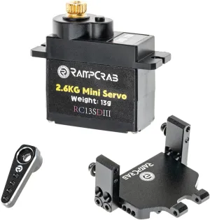 RampCrab RC Steering Servo with Servo Mount Bracket and Servo Horn for AX24 SCX24, RC Car Model Parts, Upgrade Parts for Axial AX24 SCX24 1/24 RC Crawler (Black Horn)