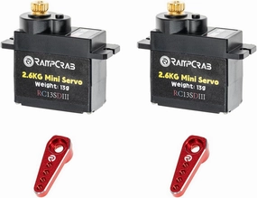 RampCrab Steering Servo with Servo Horn for AX24 SCX24 RC Car, Upgrade Parts for Axial SCX24, AX24, Red Horn, 2 Sets