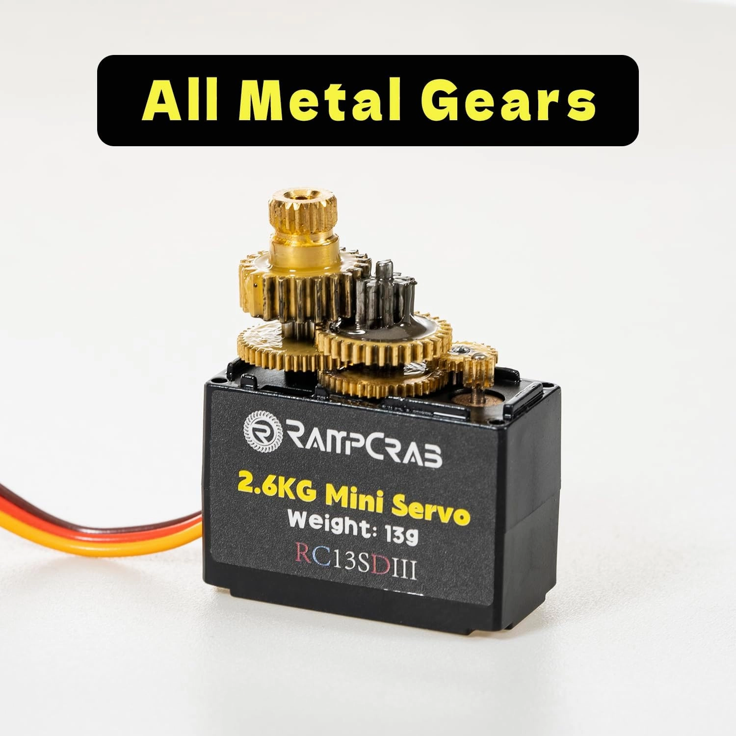 RampCrab Steering Servo with Servo Horn for AX24 SCX24 RC Car, Upgrade Parts for Axial SCX24, AX24, Red Horn, 2 Sets