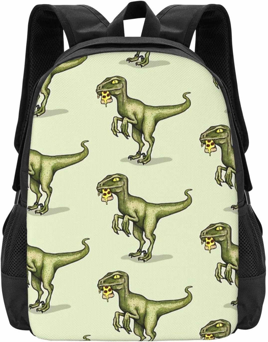 Raptor Dinosaur Eating Pizza Slice Lightweight Packable Backpack Travel Casual Large Capacity Daypack Foldable Backpack For Men Women