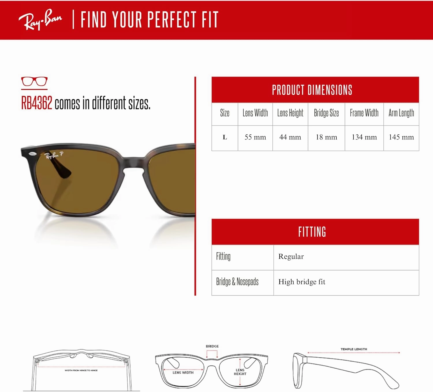 Ray-Ban RB4362 Square Sunglasses For Men For Women   BUNDLE With Designer iWear Complimentary Eyewear Kit