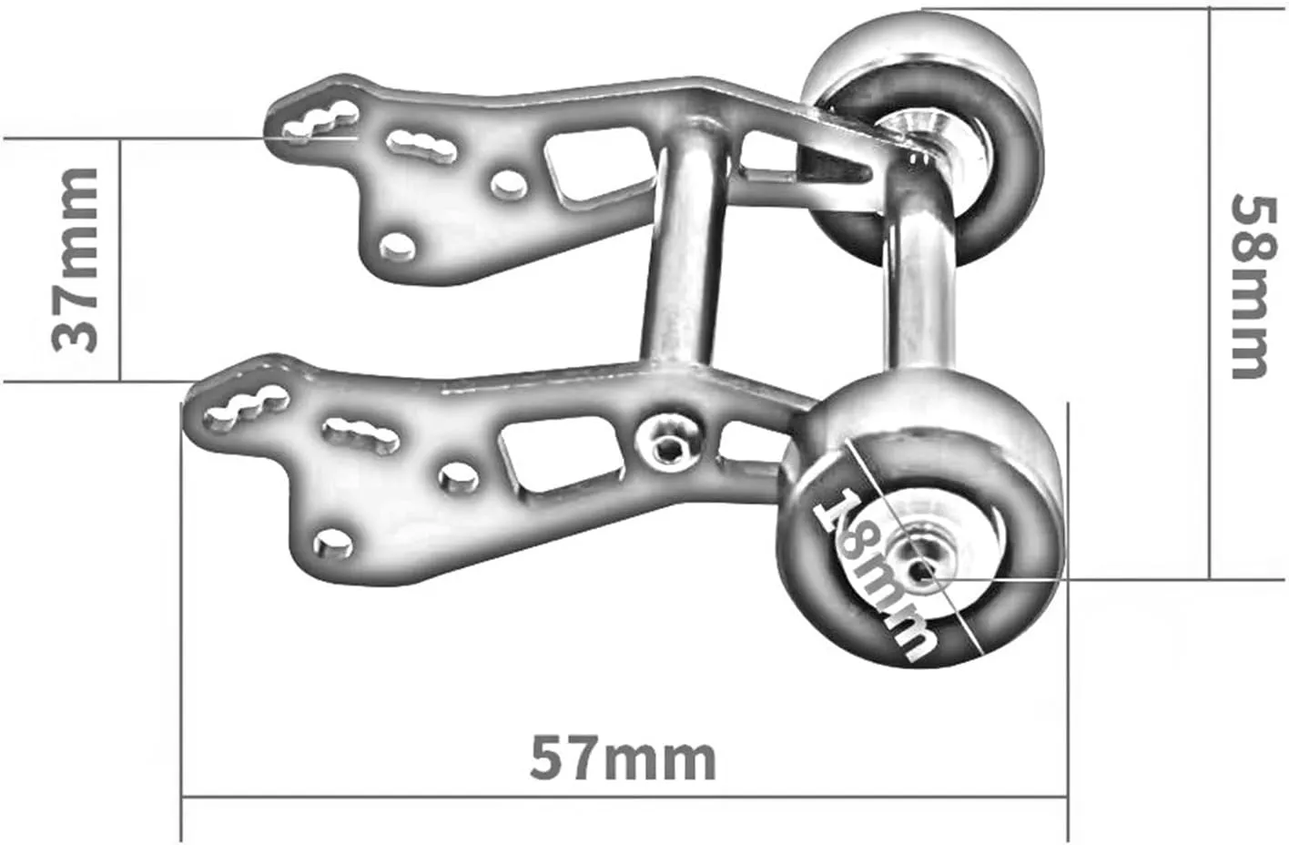 RC Car Accessories Compatible with Losi for Mini for LMT Adjustable Metal Wheelie Bar Anti Roll Wheel Aluminium 1/18 Rc Crawler Car Accessories Upgrade Parts(Silver)