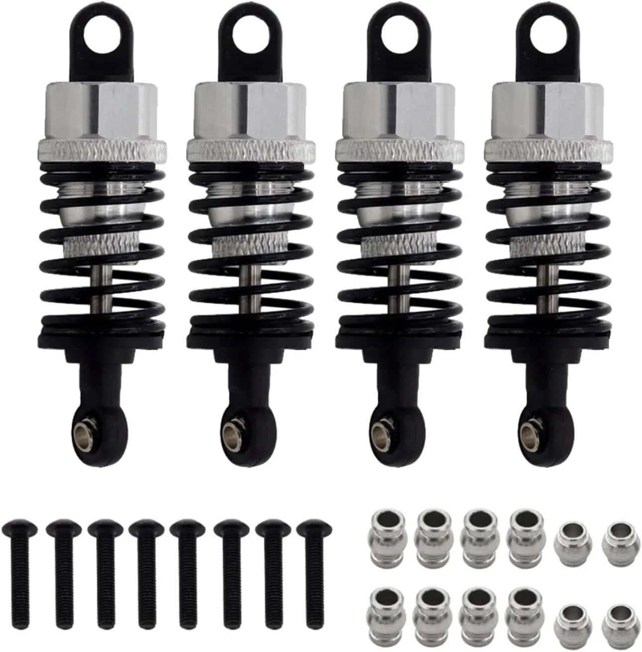 RC Car Accessories For Tamiya TT02 TT01 M05 For HPI For HSP For Kyosho For Redcat 1/10 RC On Road Drift For Racing Car Aluminium Alloy Oil Shock Absorber(Silver,4pcs)