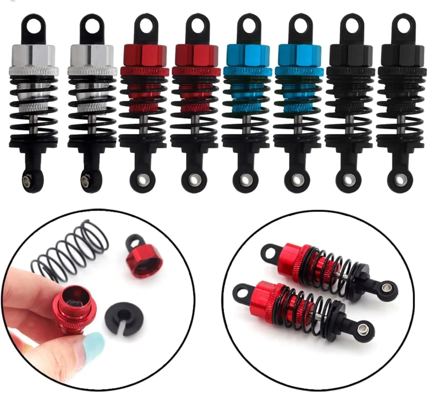 RC Car Accessories For Tamiya TT02 TT01 M05 For HPI For HSP For Kyosho For Redcat 1/10 RC On Road Drift For Racing Car Aluminium Alloy Oil Shock Absorber(Silver,4pcs)