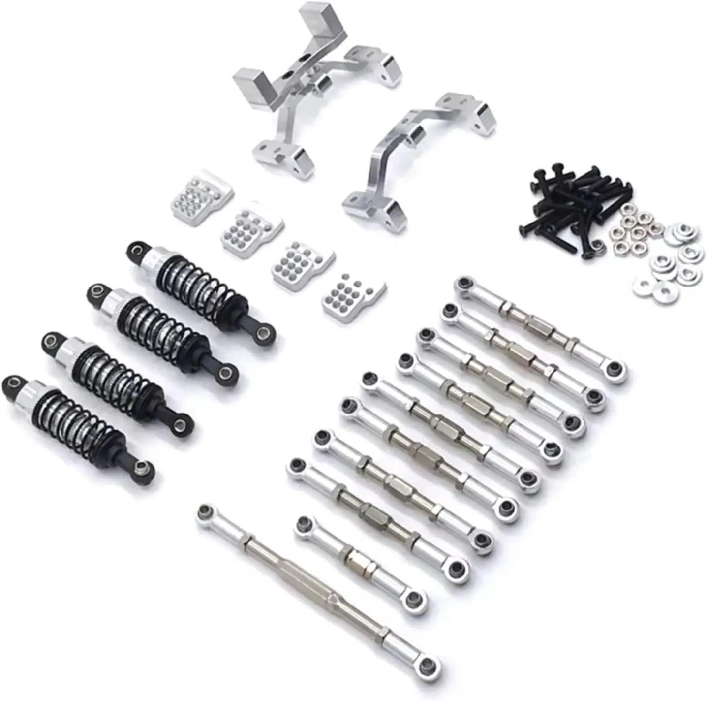 RC Car DIY Parts for WPL for HengLong for JJRC for FeiYu C14 C24 B14 B24 Metal Hydraulic Shock Absorber Tie Rod Servo Tie Rod Holder RC Car Upgrade Parts(Silver)