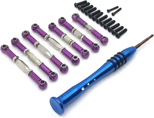 RC Car Parts for Wltoys 1:14 144010 144002 144001 1:12 124016 124017 124018 124019 RC Car Upgrade Parts Metal Linkage Servo Pull Steering Tie Rod Set(Purple)