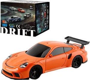 RC Car, RC Electric Mini Racing Drift Car 1/43 Scale 2.4G Full Proportional Car Model with Lights Kit, Remote Control Sports Car for Boys Adults Teens - RTR Version/Orange