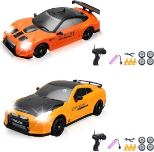 RC Cars, 1/24 2.4GHz 4WD Drift Car, High Speed, LED Lights, Rechargeable Battery, Extra Tires, Kids Boys Adults