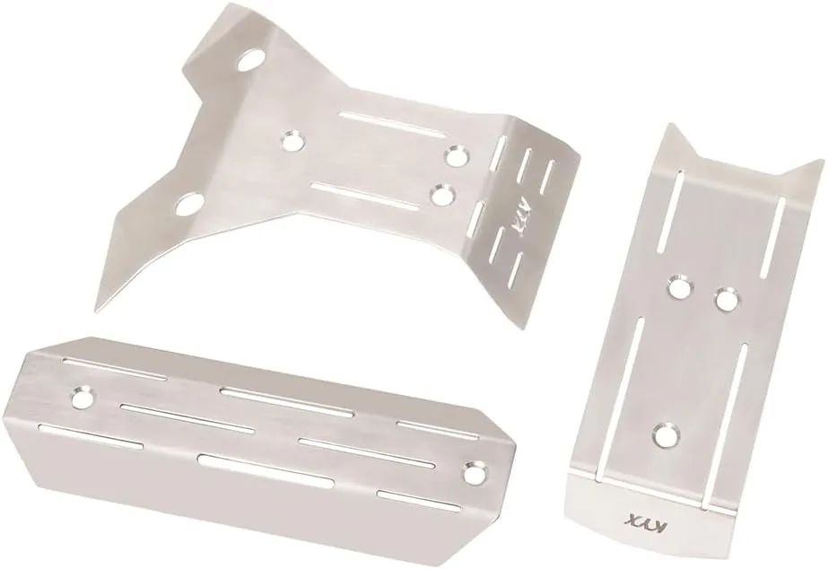 RC Chassis Armor Set for Traxxas Mini Maxx Stainless Steel Front Center Rear Chassis Armor Protection Plate Skid Plate Upgrade Parts