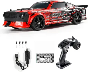 RC Drift Car 1/14 RC Car Off Road Remote Control Truck Drifting 4WD High Speed 40 KM/H All Terrain with 390 Motor Gyroscope Proportional Control Metal Chassis Ball Bearing Hobby Toy