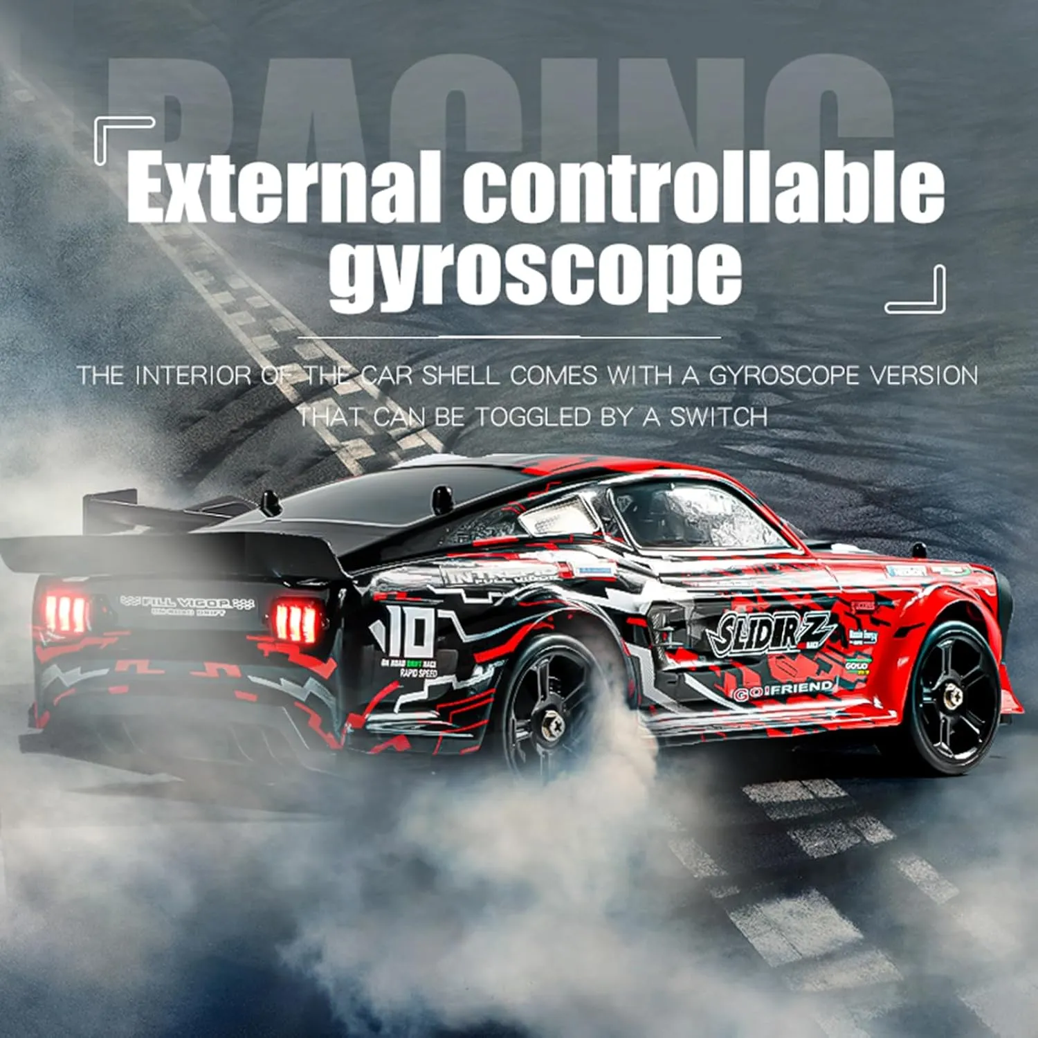 RC Drift Car - 1/14 Scale Race Car with LED Lights, 2.4G 4WD High Speed Drifting, 35KM/H, Proportional Throttle, 2 Batteries, Birthday Gifts for Kids