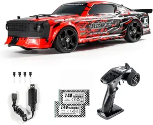 RC Drift Car - 1/14 Scale Race Car with LED Lights, 2.4G 4WD High Speed Drifting, 35KM/H, Proportional Throttle, 2 Batteries, Birthday Gifts for Kids