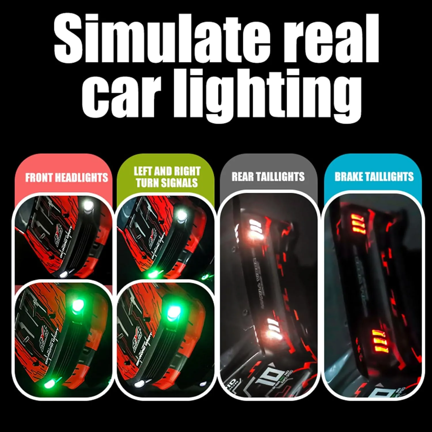RC Drift Car - 1/14 Scale Race Car with LED Lights, 2.4G 4WD High Speed Drifting, 35KM/H, Proportional Throttle, 2 Batteries, Birthday Gifts for Kids