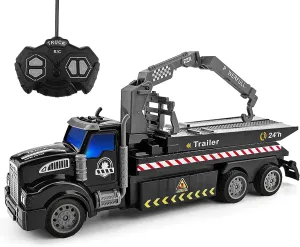 Rc Police Car Tow Truck, City Service Vehicle Rc Cars Remote Control Tow Truck Toys for Kids Boys 3-5 6 7 8-12 Years Old, 1:36 Scale Toddlers Trailer Toy Trucks with Lights