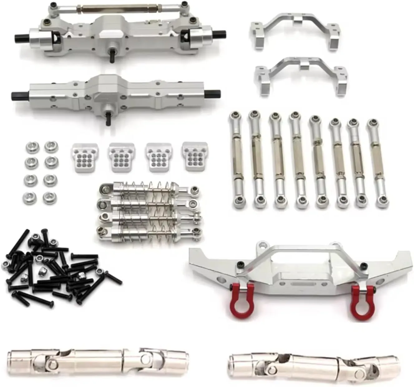 Rc Shock Absorber For Feiyu FY003-5A For WPL C14 C24 1/16 Metal Tie Rod Shock Absorber Tie Rod For Seat Nine Piece Set RC Car Parts And Accessories Replacement Use(Silver)