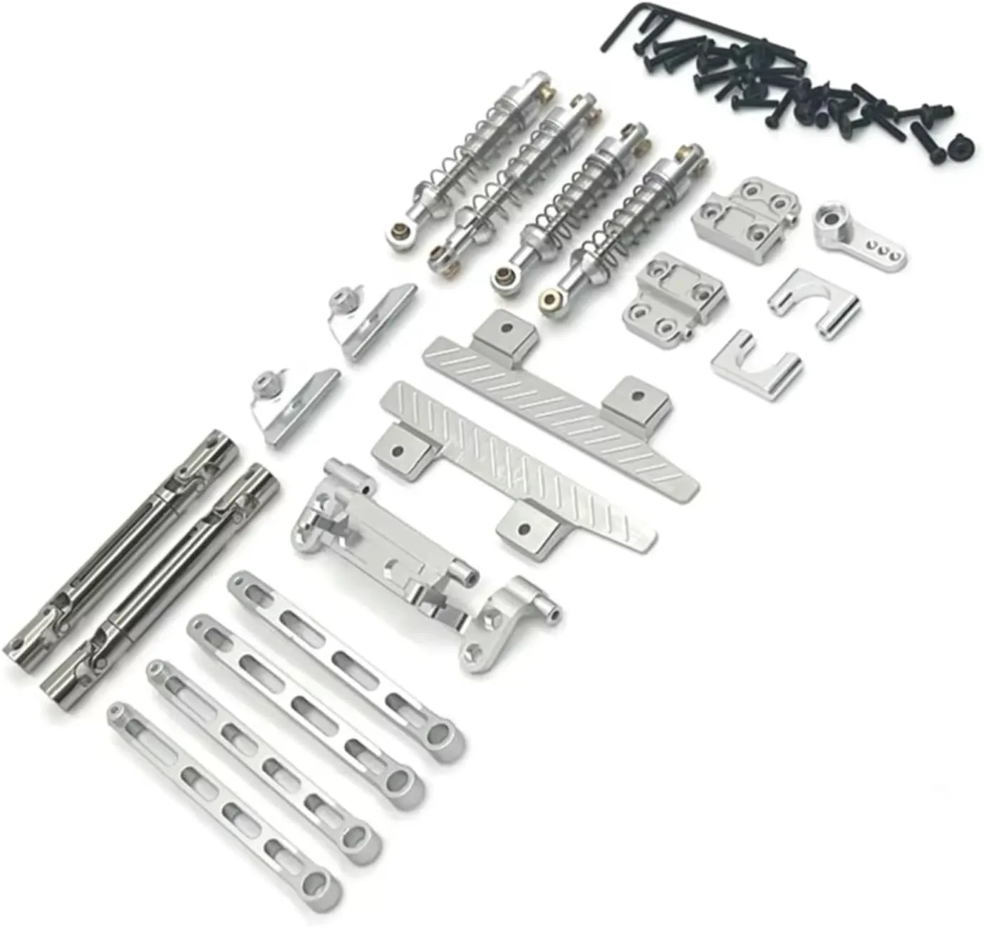 Rc Shock Absorber For MN For MN82 LC79 1/12 Metal Shock Absorber Transmission Shaft Front And Rear Suspension Rod Set RC Car Parts Accessories Replacement Use(Silver)