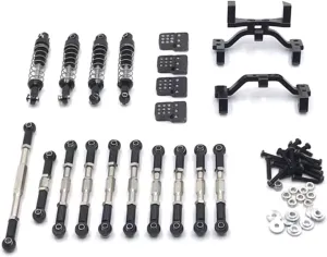 Rc Shock Absorber For WPL C14 C24 C34 B14 B24 1/16 Metal Shock Absorber Set Remote Control Car Tracked Vehicle Parts And Accessories Upgrade Replacement Use(Black)