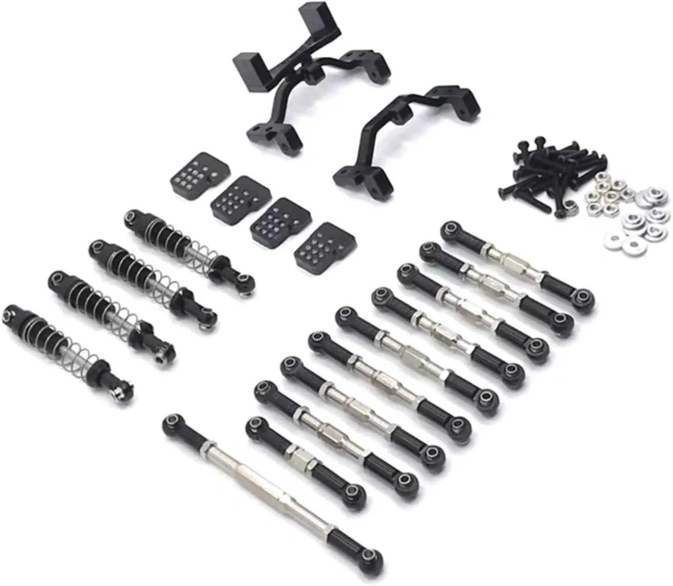 Rc Shock Absorber For WPL C14 C24 C34 B14 B24 1/16 Metal Shock Absorber Set Remote Control Car Tracked Vehicle Parts And Accessories Upgrade Replacement Use(Black)