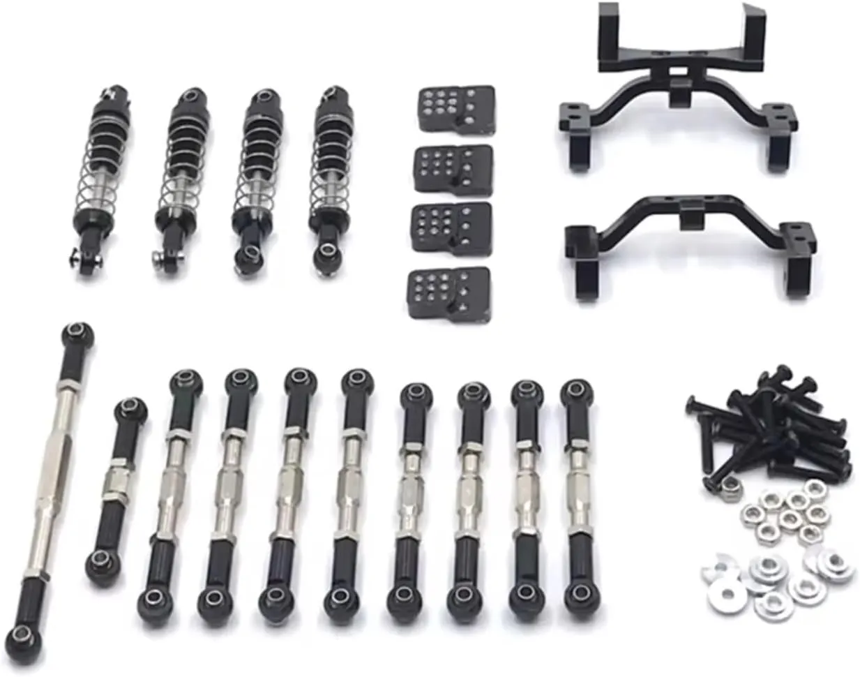 Rc Shock Absorber For WPL C14 C24 C34 B14 B24 1/16 Metal Shock Absorber Set Remote Control Car Tracked Vehicle Parts And Accessories Upgrade Replacement Use(Black)