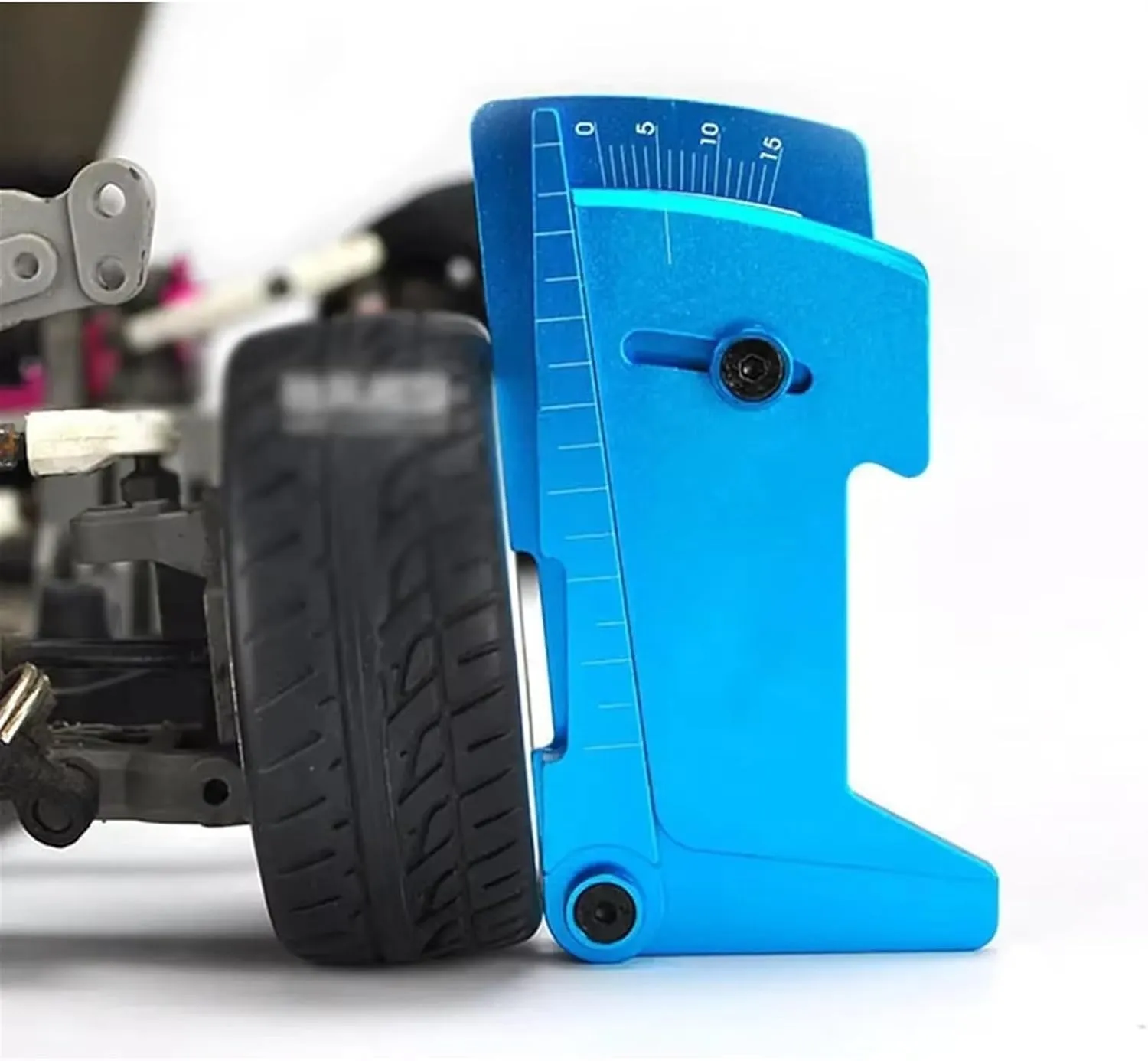 RC Upgrade Accessory Compatible with HSP for Tamiya for MST 1/10 1/12 RC for Model Car Drift Tools Adjustable Ruler Wheel Hub Balance Ruler Camber 15° Tools(Blue)