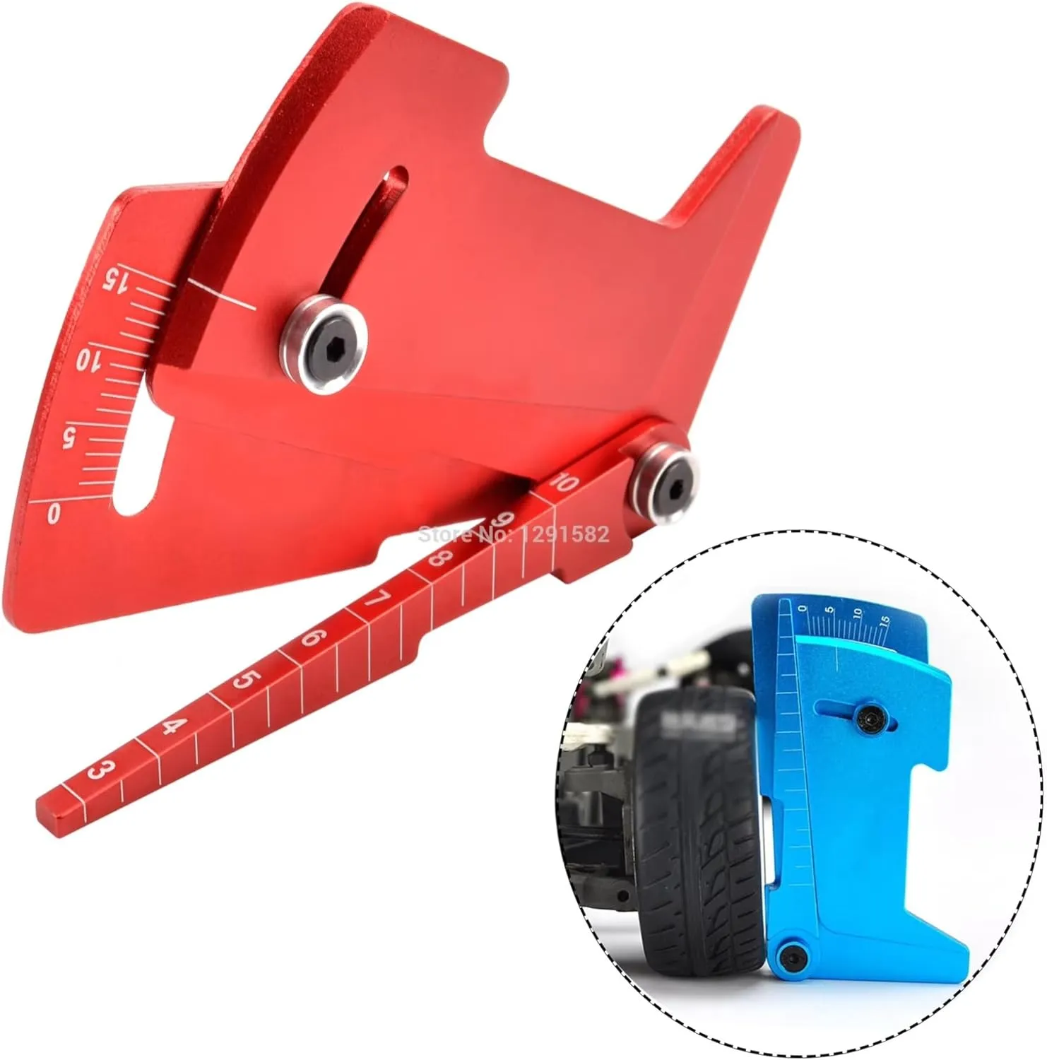 RC Upgrade Accessory Compatible with Tamiya for HSP for HPI 1/8 1/10 RC Car Adjustable Ruler Adjusting RC Car Wheel Rim Camber 15 Degrees for Hobby Tools CNC(Red)