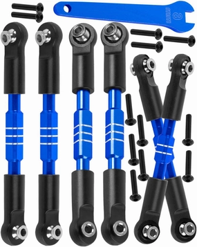 RC Adjustable Turnbuckles Camber Links Steering Links Upgrades Part for 1/8 Typhon 4WD 3S MEGA 550 BLX,1/10 Big Rock 4X4 V3 3S BLX RC Car,Tie Rod Set Link Linkage Rod Adjustable,Navy Blue(6PCS)