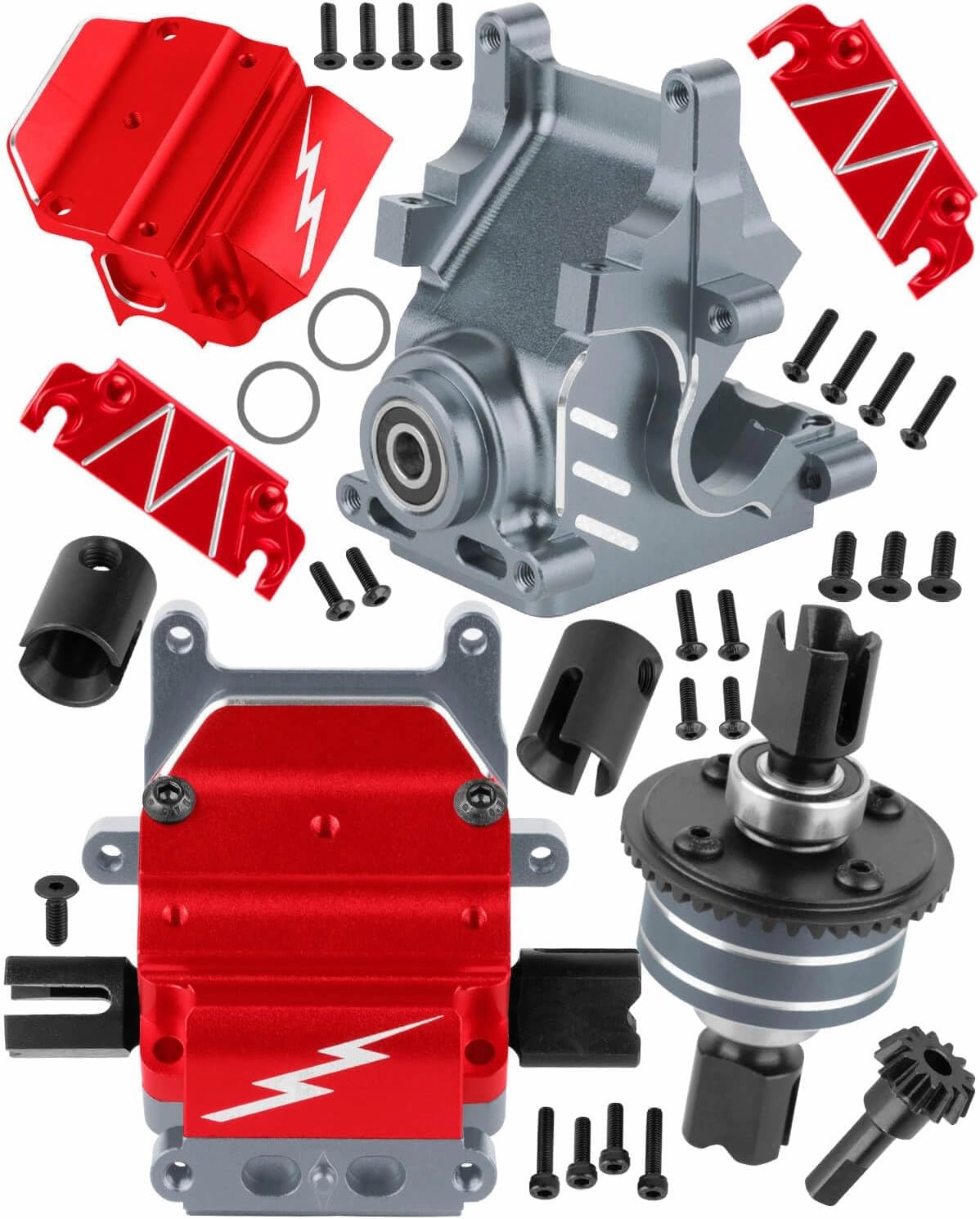 RC Aluminum Gearbox Case & Diff Gear 43T/13T Upgrades Part for 1/8 Kraton Outcast Typhon Notorious 6s BLX 1/7 Infraction Felony Mojave 6s BLX Limitless,Red