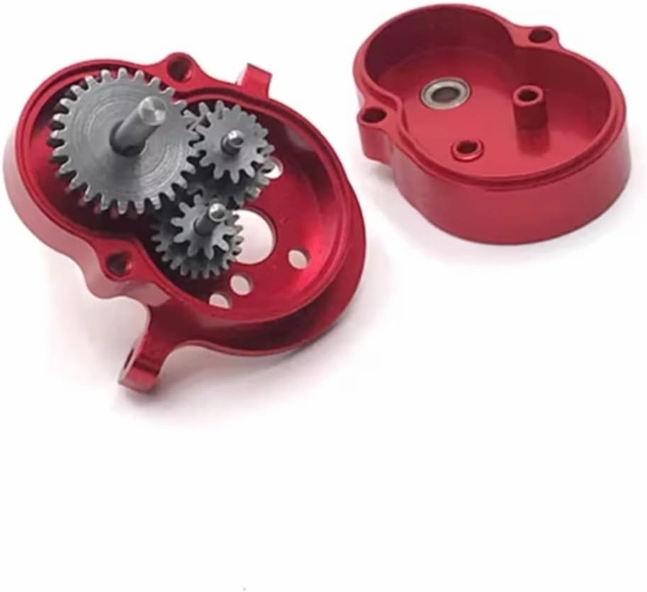 RC Car DIY Parts for WPL D12 1/10 Metal Modified Gearbox Housing Remote Control Crawler Vehicle Upgrade Parts Accessories(Red)
