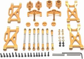 Rc Connecting Rod Tie Rod for WLtoys 104001 104002 1/10 Metal Tie Rod Steering Cup for Swing Arm 7 Piece Set RC Car Parts and Accessories Upgrades Replacement and Use(Yellow)