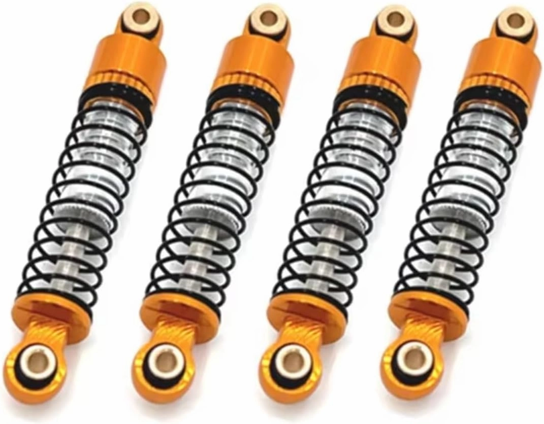 Rc Shock Absorber For FMS For FCX24 1/24 4pcs Metal Upgrade Adjustable Oil Pressure Shock Absorber Kit RC Car Parts Upgrade Accessories Replacement And Use(Yellow)