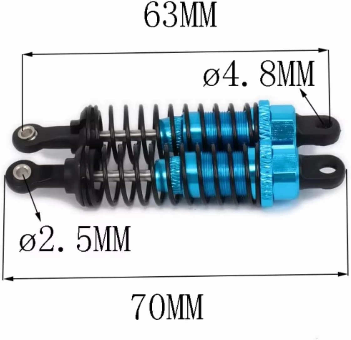 Rc Shock Absorber For Hsp For Hpi For Losi 1/16 2pcs Oil Adjustable 70mm Alloy Aluminum Rear Shock Absorber Damper RC Car For Buggy Truck Parts Replacement(Blue)