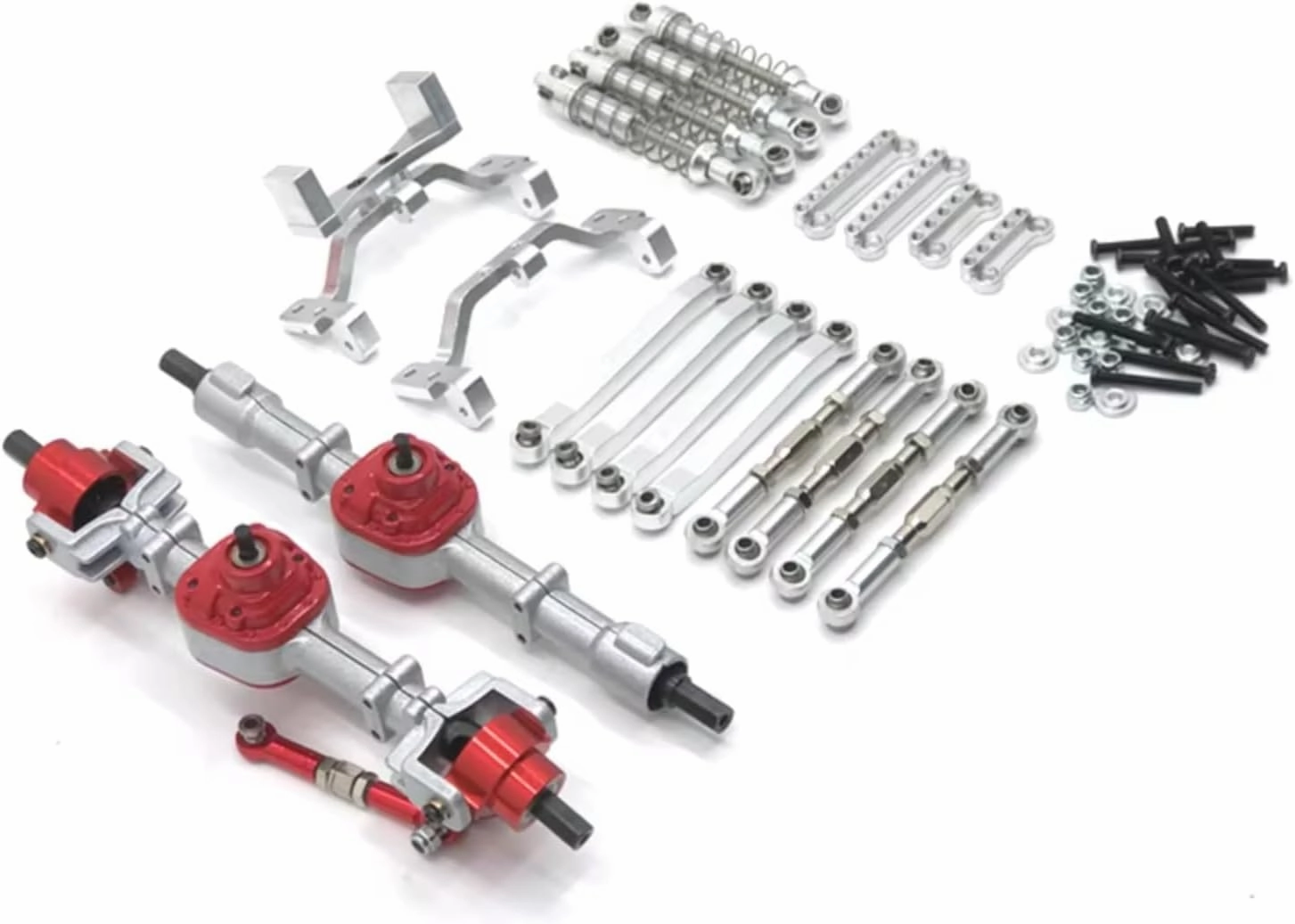 Rc Shock Absorber For MN D90 D91 D96 For MN98 99S 1/12 Metal Upgrade Front And Rear Axle Assembly Tie Rod Shock Absorber Kit RC Car Parts Parts Replacement Use(White)