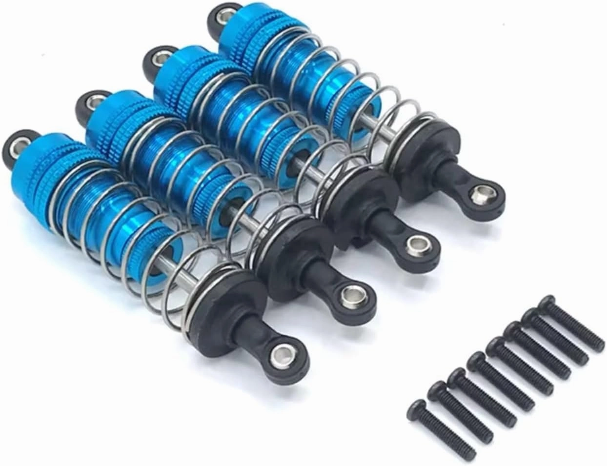 Rc Shock Absorber For Wltoys 144010 124019 124017 144001 144002 4PCS /1set Metal Front&Rear For Universal Shock Absorber RC Car Parts Accessories Replacement Use(Blue)