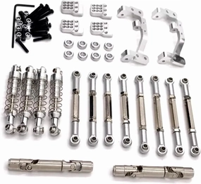 Rc Shock Absorber For WPL C14 C24 1/16 For Feiyu FY003-5A Metal Tie Rods Drive Shafts Shock Absorbers RC Car Parts And Accessories Upgrade Replacement And Use(Silver)