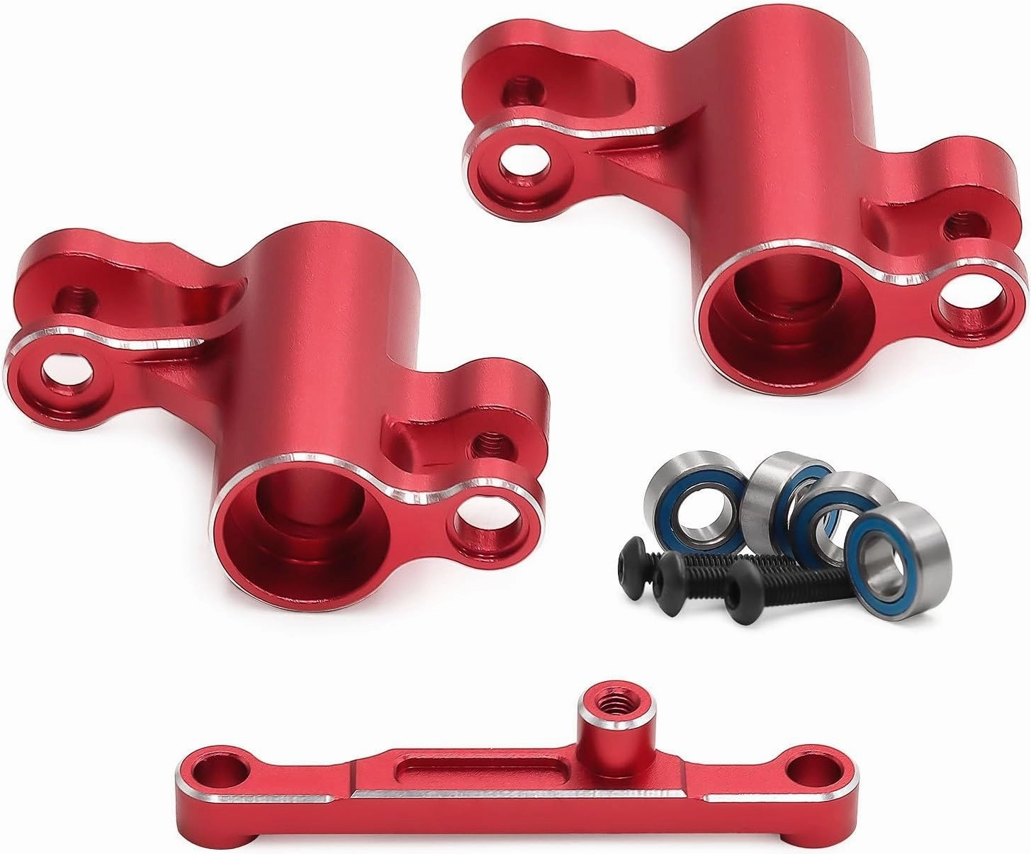 RC Steering Kit for Traxxas Mini Maxx/Mini XRT RC Aluminum Steering Assembly with Bearing Parts (Red)