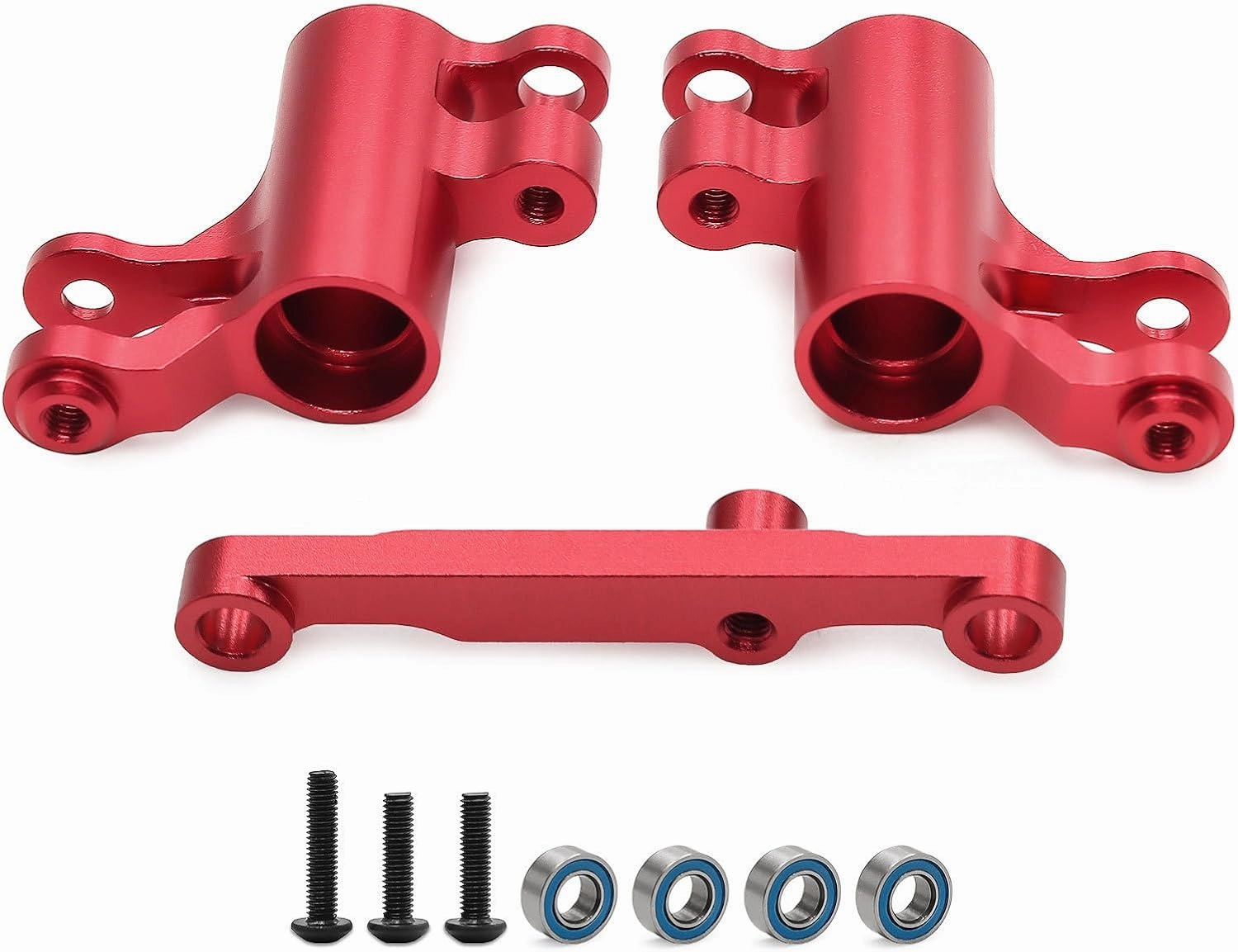 RC Steering Kit for Traxxas Mini Maxx/Mini XRT RC Aluminum Steering Assembly with Bearing Parts (Red)
