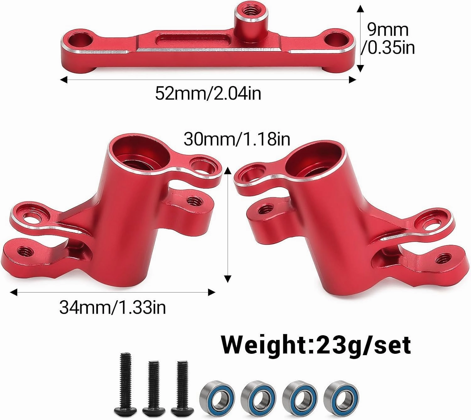RC Steering Kit for Traxxas Mini Maxx/Mini XRT RC Aluminum Steering Assembly with Bearing Parts (Red)