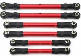 RC Upgrade Accessory Compatible with for traxxas for Hoss for Slash for Rustler 4WD RC Car Upgrade Parts Adjustable Front & Rear Pull Rod Link Tie Rod Steering Rod(Red)