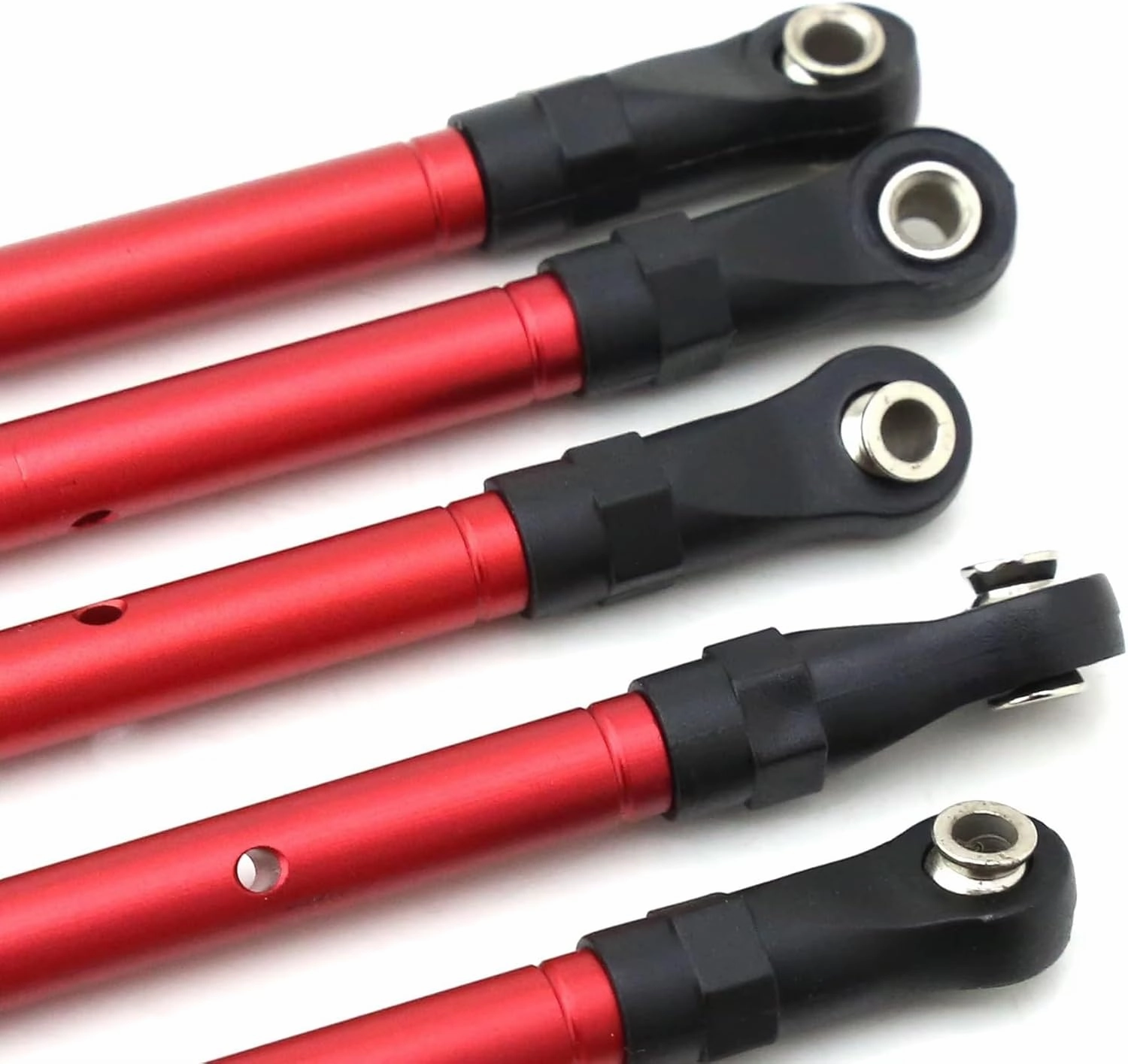 RC Upgrade Accessory Compatible with for traxxas for Hoss for Slash for Rustler 4WD RC Car Upgrade Parts Adjustable Front & Rear Pull Rod Link Tie Rod Steering Rod(Red)
