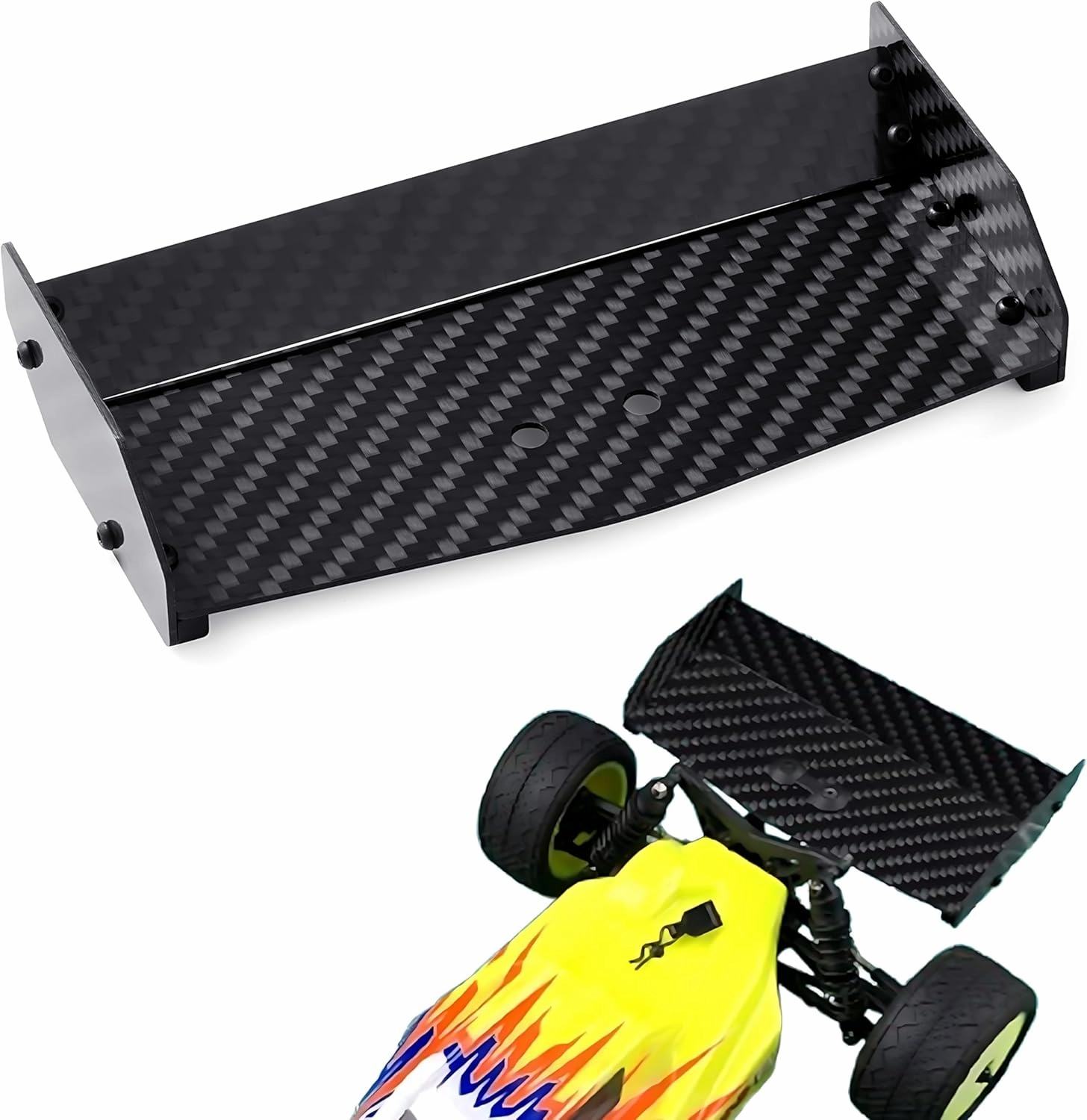 RCHUBAM 1/16 RC Rear Wing Spoiler Carbon Fiber RC Tail Wing Compatible with Losi Mini-B 1/16 RC Off Road RC Truck Upgrade Parts