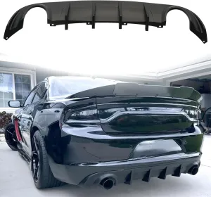Rear Diffuser Compatible with 2015-2023 Dodge Charger RT & SXT Bumper GT Style ABS Plastic Rear Bumper Lower Lip Diffuser