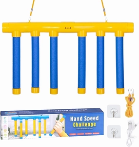 Reflex Challenge Game, Hand Eye Coordination Training Reaction Training Toy, 3 Adjustable Stick Catching Game for Playroom or Family Party Activities (Blue)