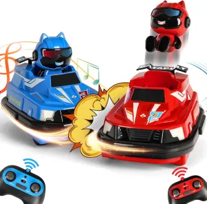 Remote Control Bumper Cars Toys, RC Race Vehicles Playset for Ages 5-7 Kids, Electronic Bump & Pop-up Game with 2 Figures, Christmas Birthday Gift for 3 4 5 6 7 8 Year Old Boys(Blue   Red)