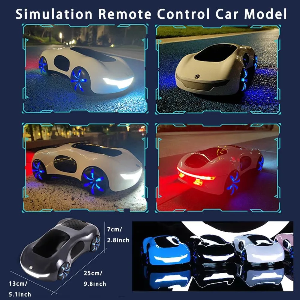 Remote Control Car, Gesture Sensing RC Sunt Car, 2.4GHz RC Drift Car for Kids with Spray Light and Sound, 360?Rotating Side Drifting RC Cars Birthday Gifts for Boys Girls, 2 Batteries (White)