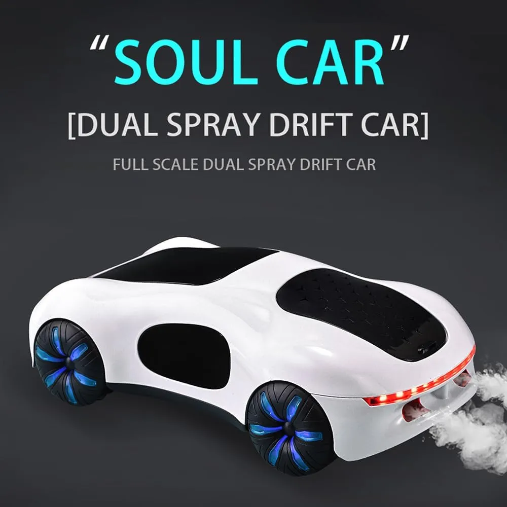 Remote Control Car, Gesture Sensing RC Sunt Car, 2.4GHz RC Drift Car for Kids with Spray Light and Sound, 360?Rotating Side Drifting RC Cars Birthday Gifts for Boys Girls, 2 Batteries (White)