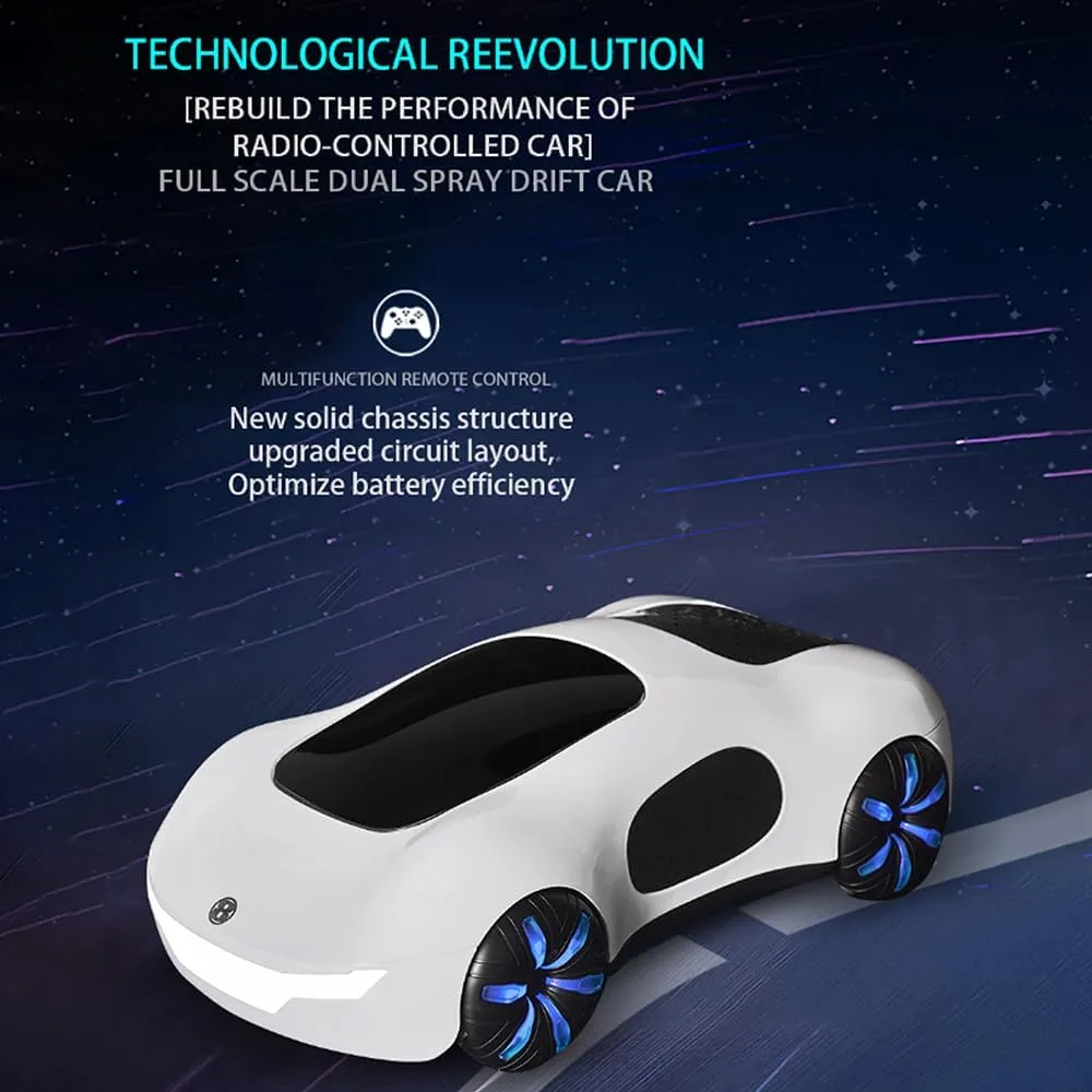 Remote Control Car, Gesture Sensing RC Sunt Car, 2.4GHz RC Drift Car for Kids with Spray Light and Sound, 360?Rotating Side Drifting RC Cars Birthday Gifts for Boys Girls, 2 Batteries (White)