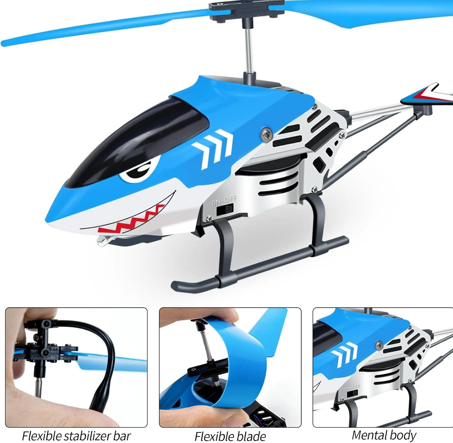 Remote Control Helicopter for Kids| Toys for Ages 8  | Rc Helicopter Toys with LED Lights, 3.5 Channel, Gyro Stabilizer, Altitude Hold, 2.4GHz Helicopter Toys for Beginner Boys Girls Indoor-Shark