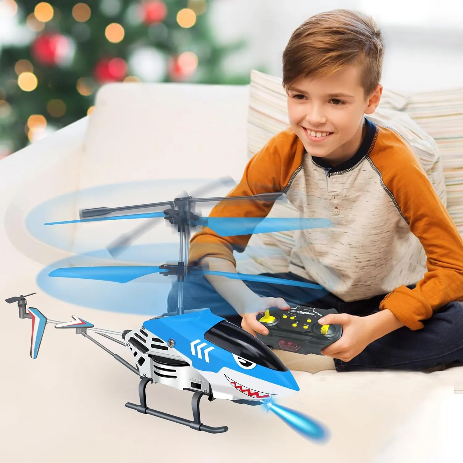 Remote Control Helicopter for Kids| Toys for Ages 8  | Rc Helicopter Toys with LED Lights, 3.5 Channel, Gyro Stabilizer, Altitude Hold, 2.4GHz Helicopter Toys for Beginner Boys Girls Indoor-Shark