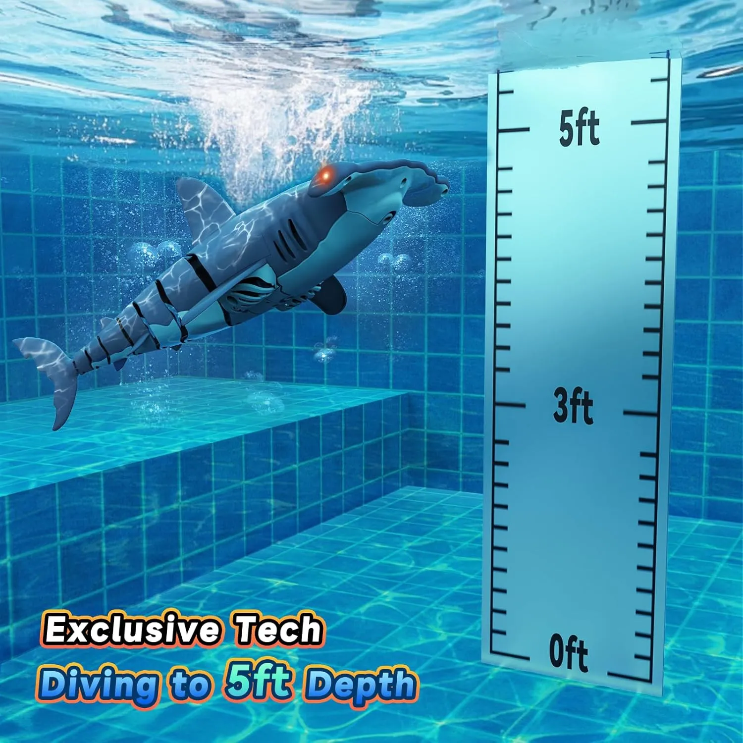 Remote Control Shark Toys High Simulation, Summer Water Toys for Kids, Ideal Gifts for Boys Ages 6 , Party Fun Games for Pool & Bath (Blue)